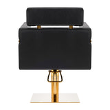 Gabbiano Toledo Hair Salon Styling Chair Gold & Black - rear view on a white background