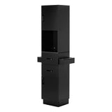 Gabbiano Totem black hairdressing station, front angled view