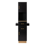 Gabbiano Totem Gold black and gold hairdressing station, front