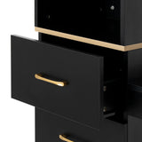Gabbiano Totem Gold black and gold hairdressing station, open drawer