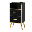 Gabbiano Trix black and gold hairdressing cabinet with two closed drawers