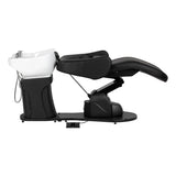 Gabbiano Trycho 2 Electric Hair Wash Unit Black - rear view showing the basin connections