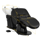 Gabbiano Trycho 2 Electric Hair Wash Unit Black - dimensions and measurements shown