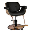 Gabbiano Venice Barber Chair Black - angled front view on a white background