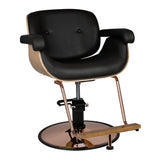 Gabbiano Venice Barber Chair Black - angled front view on a white background