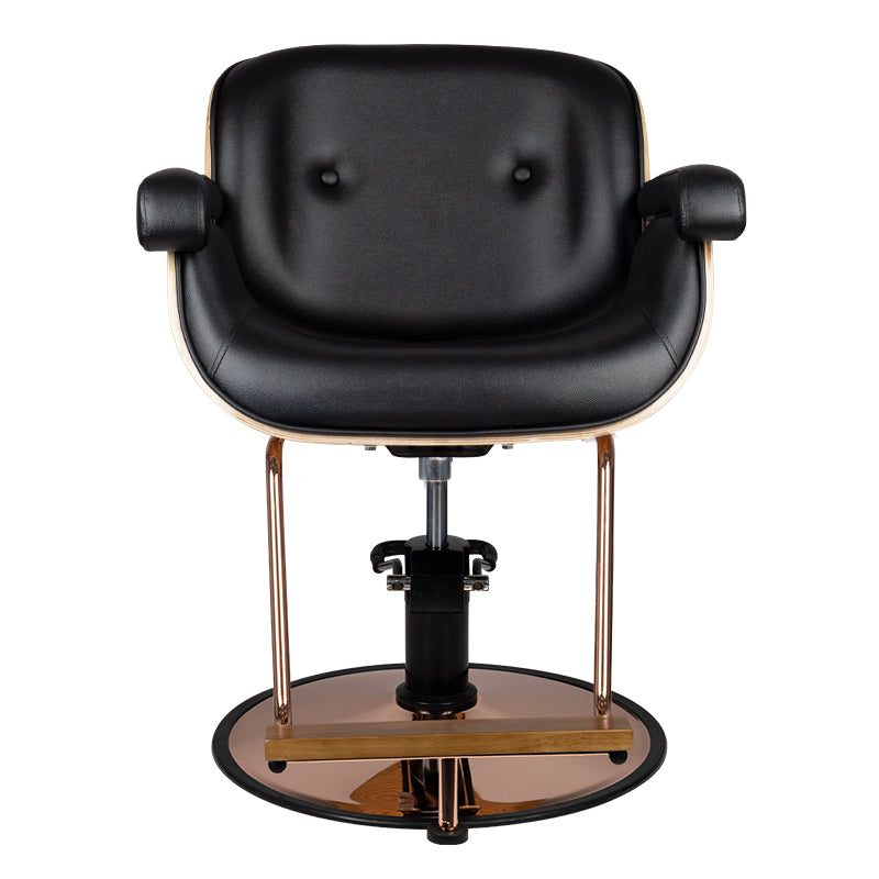 Gabbiano Venice Barber Chair Black - reclined side view with the footrest extended