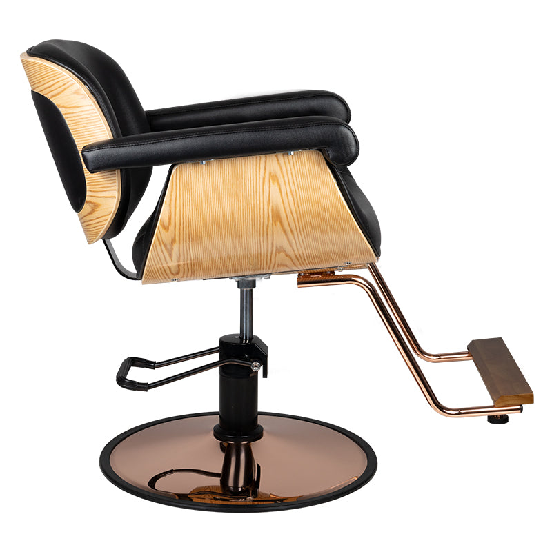 Gabbiano Venice Barber Chair Black - rear view on a white background