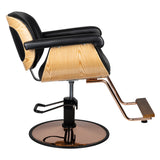 Gabbiano Venice Barber Chair Black - rear view on a white background