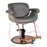 Gabbiano Venice Hair Salon Styling Chair Grey - dimensions and measurements shown
