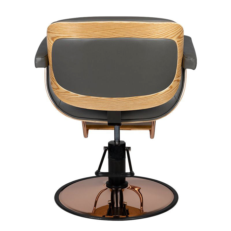Gabbiano Venice Hair Salon Styling Chair Grey - close-up of the upholstery, frame and footrest details