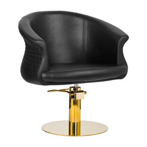 Gabbiano Versal Hair Salon Styling Chair Gold & Black - angled front view on a white background