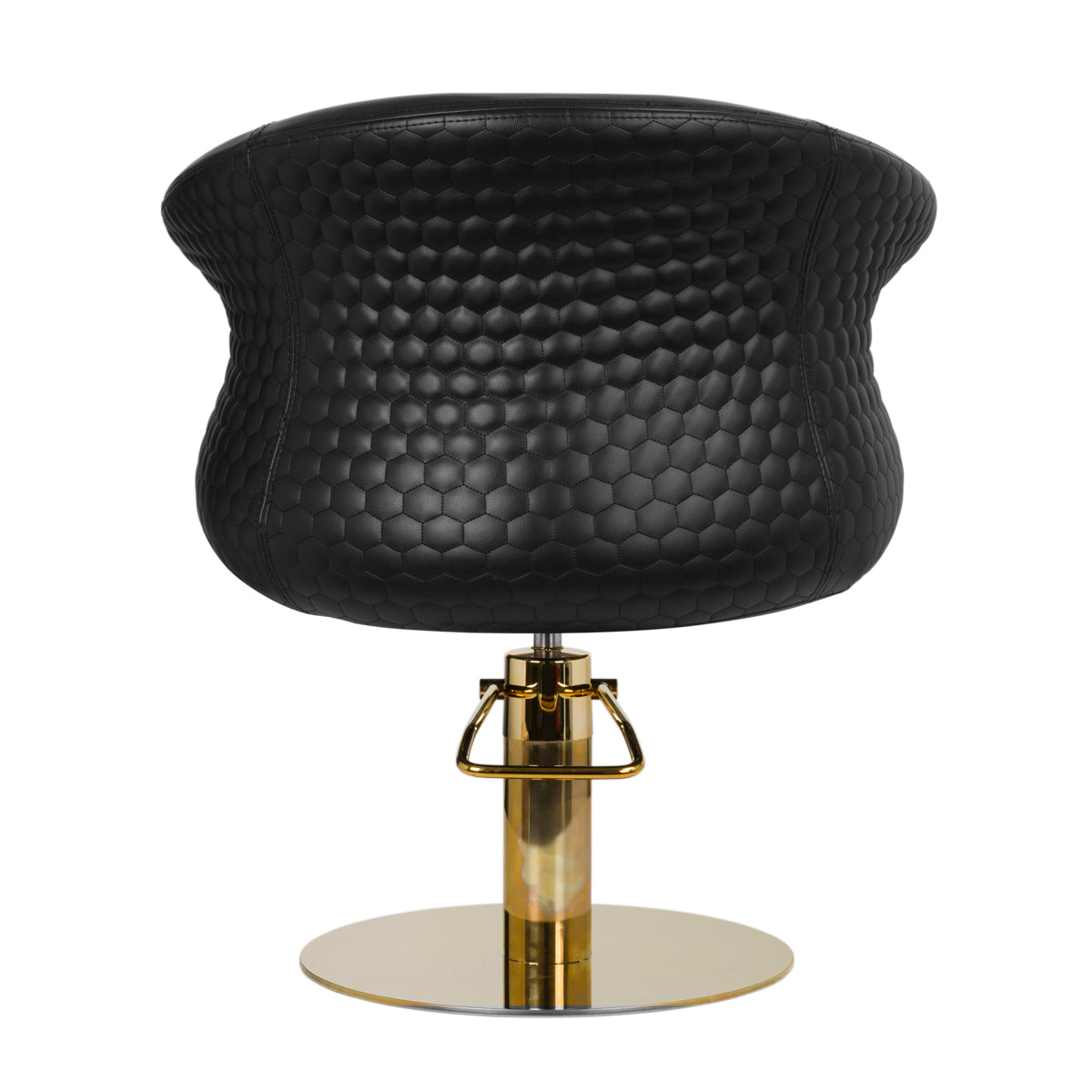Gabbiano Versal Hair Salon Styling Chair Gold & Black - close-up of the upholstery, frame and footrest details