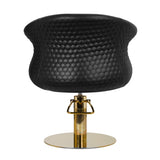 Gabbiano Versal Hair Salon Styling Chair Gold & Black - close-up of the upholstery, frame and footrest details
