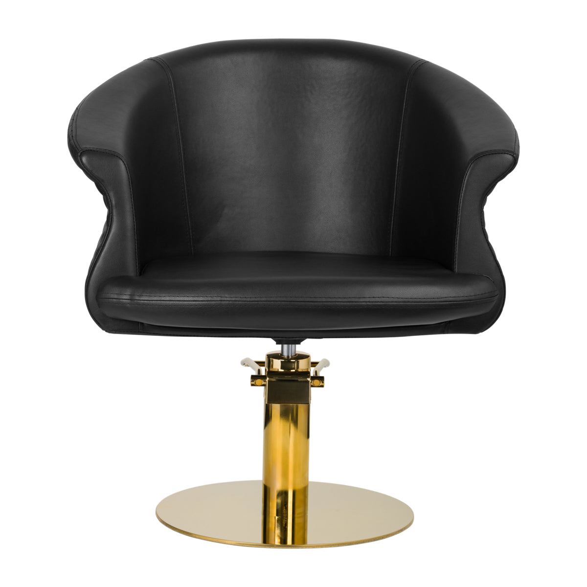 Gabbiano Versal Hair Salon Styling Chair Gold & Black - close-up of the upholstery, frame and footrest details