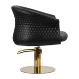 Gabbiano Versal Hair Salon Styling Chair Gold & Black - close-up of the upholstery, frame and footrest details