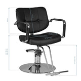 Gabbiano Vigo Hair Salon Styling Chair Black - side view on a white background