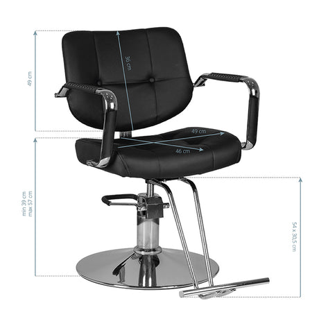 Gabbiano Vigo Hair Salon Styling Chair Black - side view on a white background
