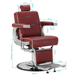 Dimension diagram for the Gabbiano Visionerio red barber chair