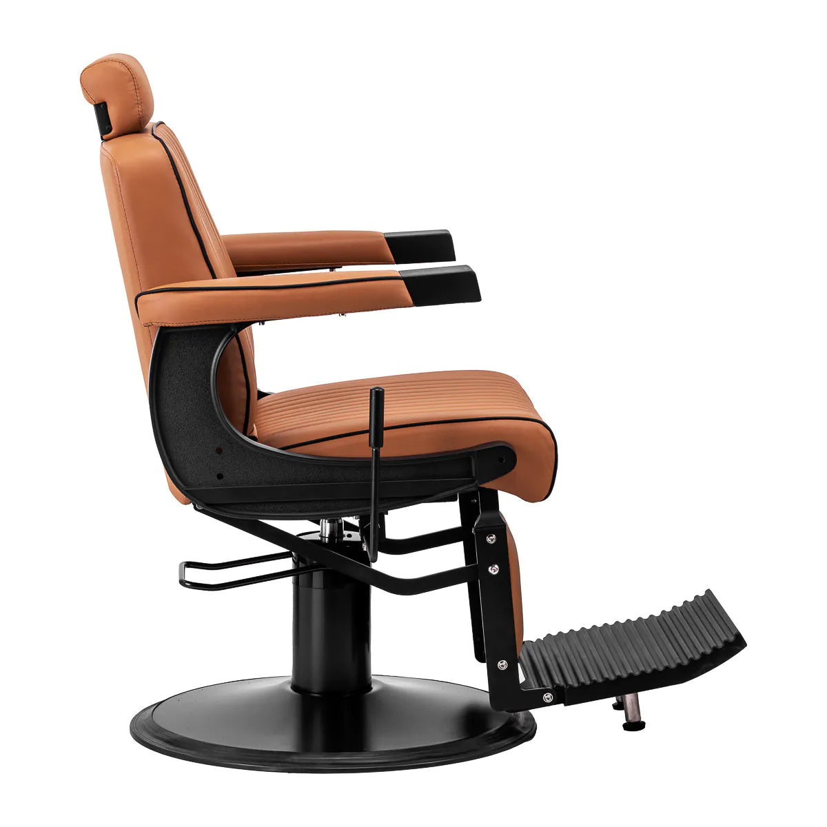 Gabbiano Visionerio Barber Chair Light Brown - rear view on a white background