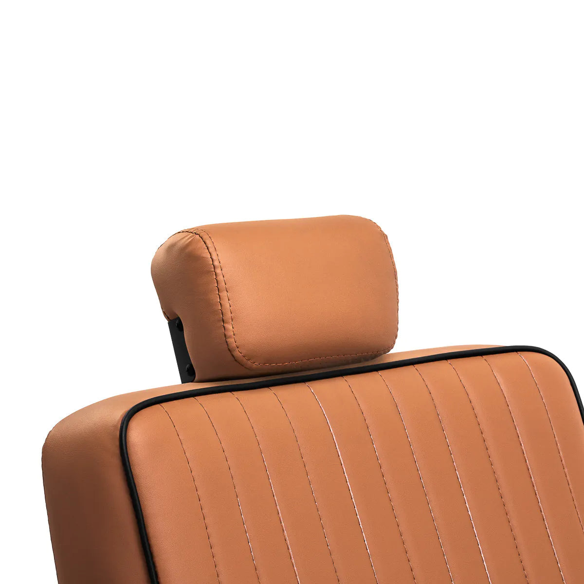 Gabbiano Visionerio Barber Chair Light Brown - close-up of the upholstery, frame and footrest details