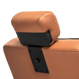 Gabbiano Visionerio Barber Chair Light Brown - close-up of the upholstery, frame and footrest details