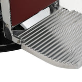 Close-up of the ribbed chrome footrest on the Gabbiano Visionerio chair