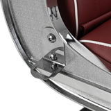 Close-up of the Gabbiano Visionerio chrome reclining mechanism