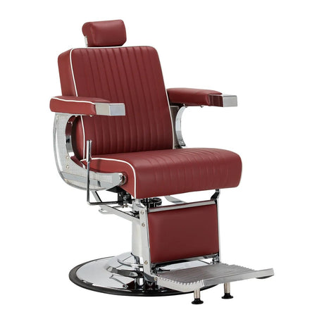 Gabbiano Visionerio red barber chair in a three-quarter front view