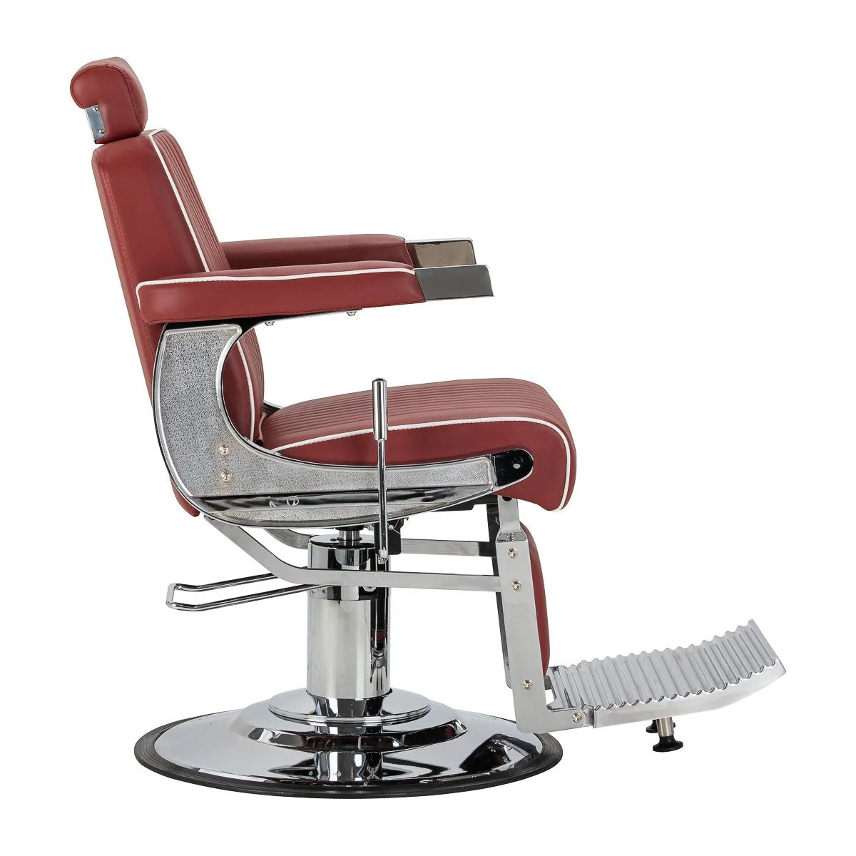 Gabbiano Visionerio red barber chair shown from the side