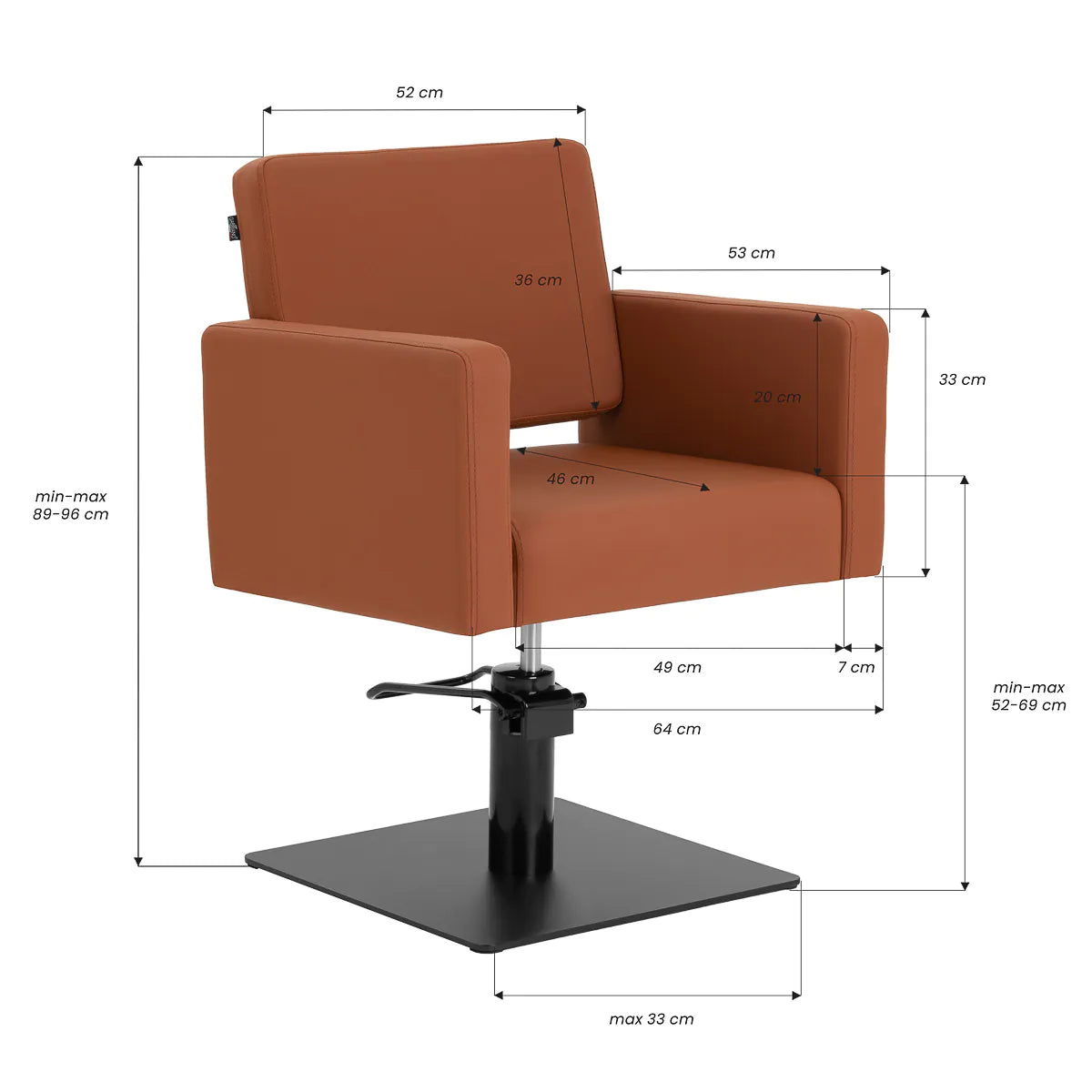 Gabbiano Vitoria Hair Salon Styling Chair Brown - close-up of the upholstery, frame and footrest details