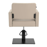 Gabbiano Vitoria Hair Salon Styling Chair Grey & Beige - rear view on a white background