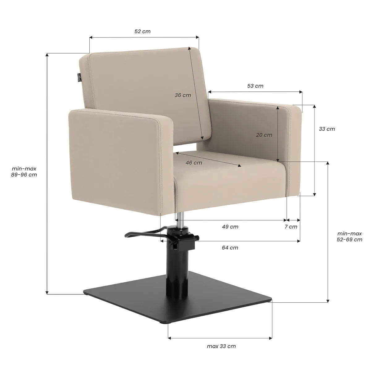 Gabbiano Vitoria Hair Salon Styling Chair Grey & Beige - close-up of the upholstery, frame and footrest details