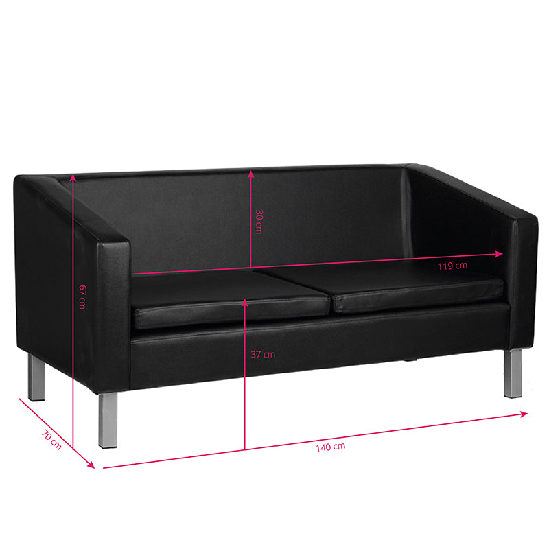 Gabbiano Waiting Room Sofa Bm18003 Black - isolated on a white background