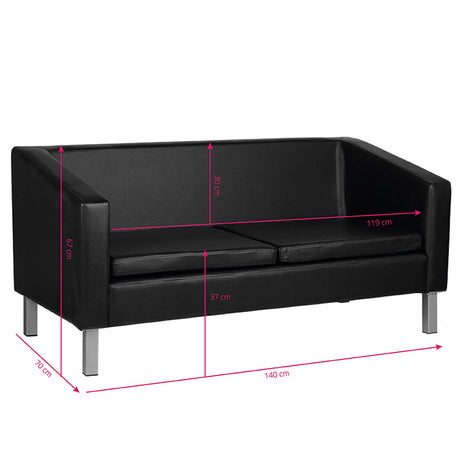 Gabbiano Waiting Room Sofa Bm18003 Black - isolated on a white background
