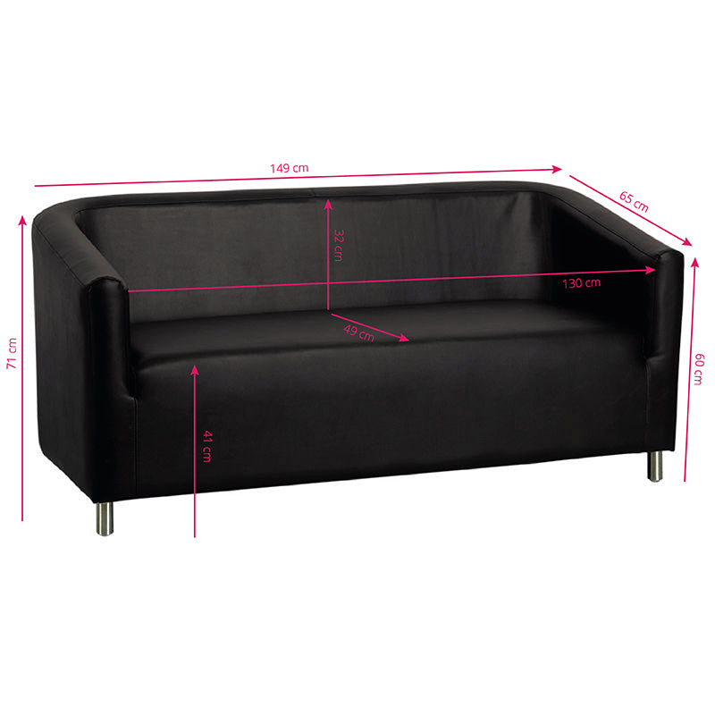 Gabbiano Waiting Room Sofa M021 Black - isolated on a white background