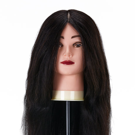 Gabbiano WZ1 Hairdressing Training Head, Natural Hair, Colour 1#, Length 20" - training head hair shown on a white background