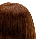 Gabbiano WZ1 Hairdressing Training Head, Natural Hair, Colour 4#, Length 20" - close-up of the training head hair colour and texture