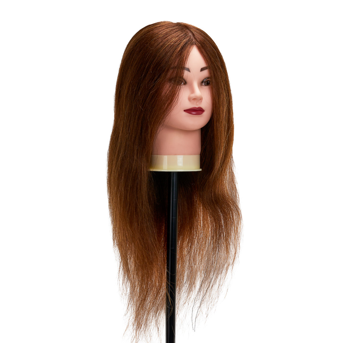 Gabbiano WZ1 Hairdressing Training Head, Natural Hair, Colour 4#, Length 20" - training head hair shown on a white background