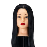 Gabbiano WZ2 Hairdressing Training Head, Synthetic Hair, Colour 1#, Length 24" - training head hair shown on a white background