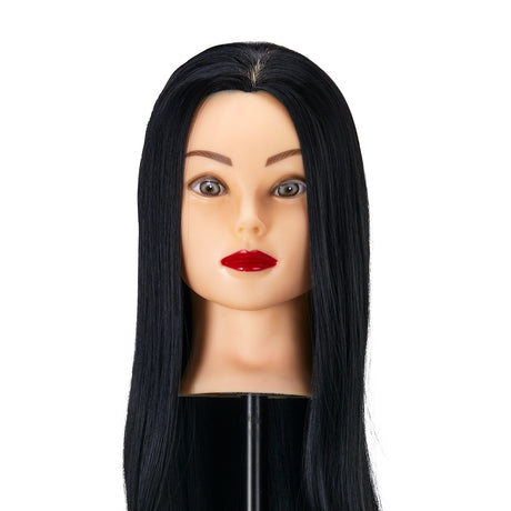 Gabbiano WZ2 Hairdressing Training Head, Synthetic Hair, Colour 1#, Length 24" - training head hair shown on a white background