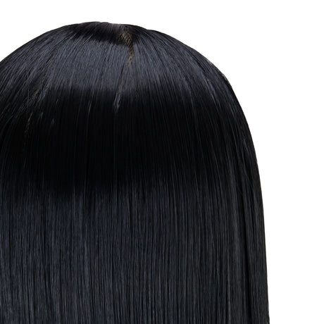 Gabbiano WZ2 Hairdressing Training Head, Synthetic Hair, Colour 1#, Length 24" - training head hair shown on a white background