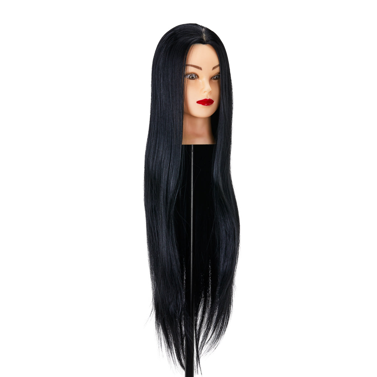 Gabbiano WZ2 Hairdressing Training Head, Synthetic Hair, Colour 1#, Length 24" - training head hair shown on a white background