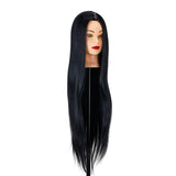 Gabbiano WZ2 Hairdressing Training Head, Synthetic Hair, Colour 1#, Length 24" - training head hair shown on a white background