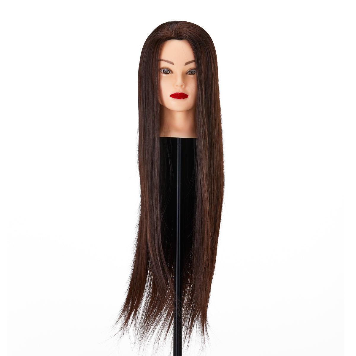 Gabbiano WZ2 Hairdressing Training Head, Synthetic Hair, Colour 4#, Length 24" - training head hair shown on a white background
