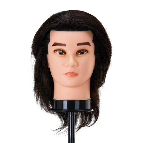 Gabbiano WZ3 Hairdressing Training Head, Natural Hair, Colour 1#, Length 8" - training head hair shown on a white background