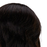 Gabbiano WZ3 Hairdressing Training Head, Natural Hair, Colour 1#, Length 8" - close-up of the training head hair colour and texture