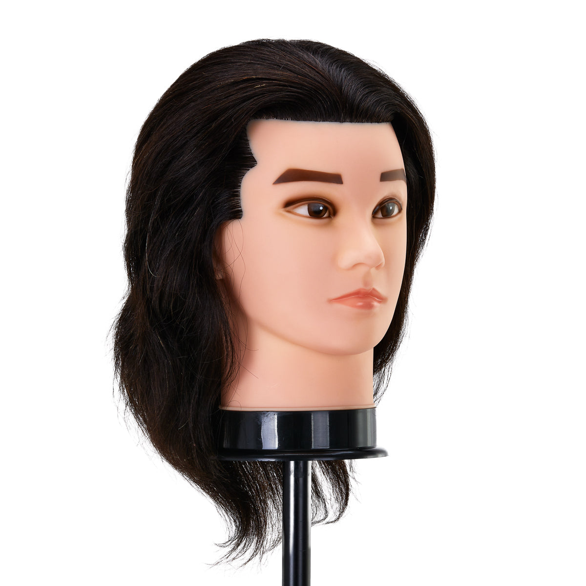 Gabbiano WZ3 Hairdressing Training Head, Natural Hair, Colour 1#, Length 8" - training head hair shown on a white background