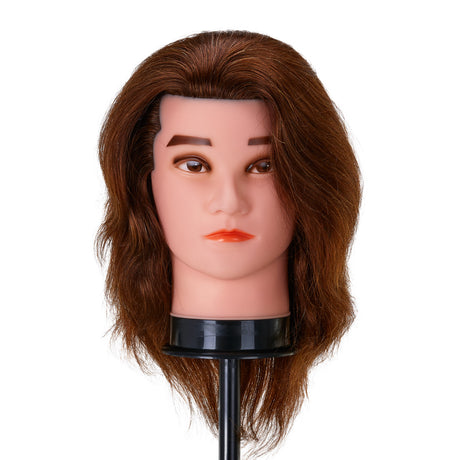 Gabbiano WZ3 Hairdressing Training Head, Natural Hair, Colour 4#, Length 8" - training head hair shown on a white background