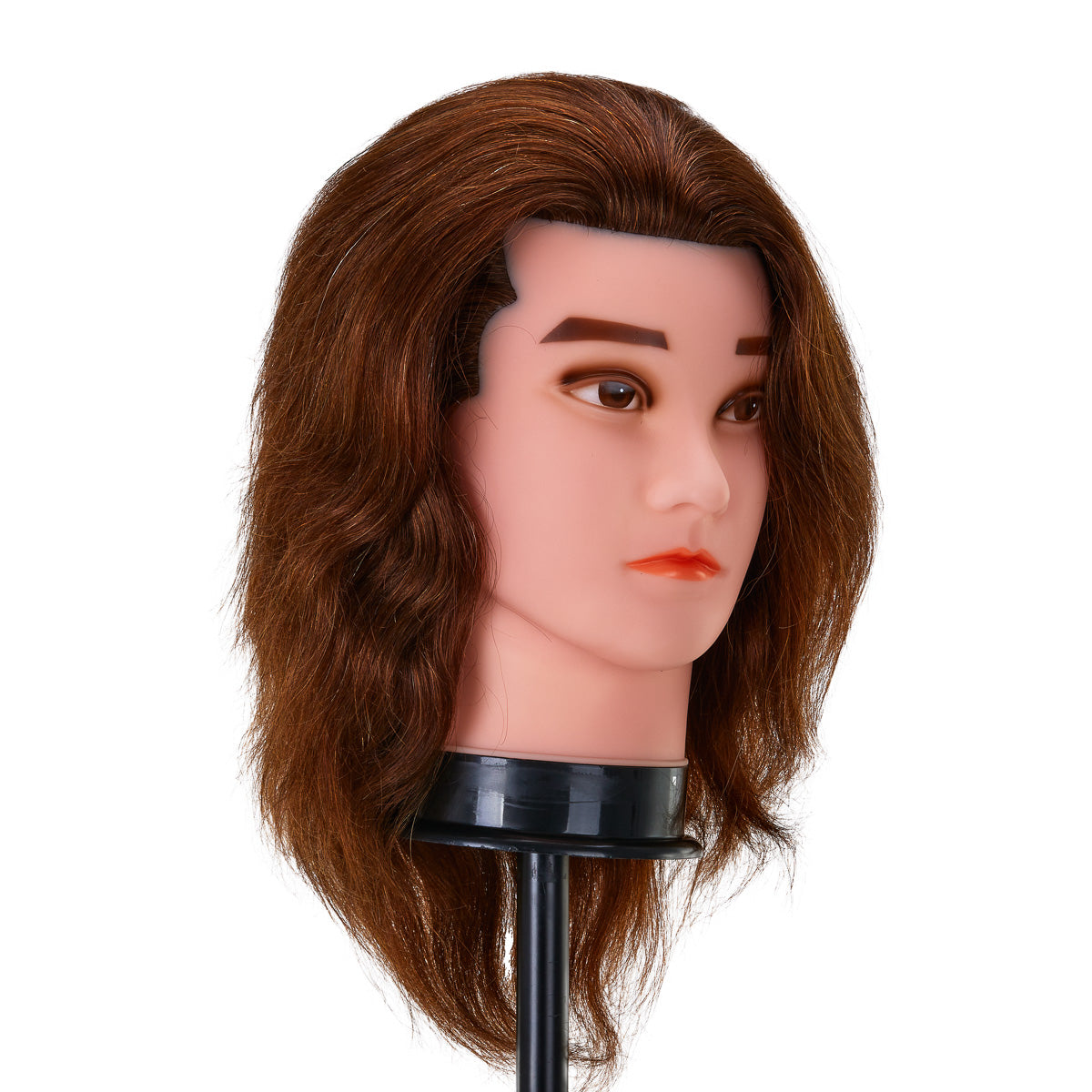 Gabbiano WZ3 Hairdressing Training Head, Natural Hair, Colour 4#, Length 8" - training head hair shown on a white background
