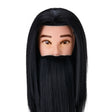 Gabbiano WZ4 Training Head With Beard, Synthetic Hair, Colour 1#, Length 8"+6" - training head hair shown on a white background